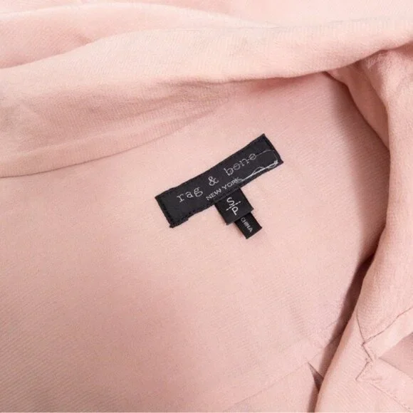 rag & bone Dean Drape Front Blouse Shirt S Dusty Rose Twist Faux Wrap - Picture 6 of 13